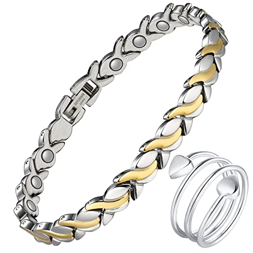 Magnet Bracelet & Ring for Women Titanium Steel Ultra Strength Magnetic Bracelets