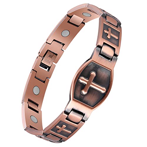 Cross Copper Bracelet for Men 99.99% Solid Copper Magnetic Bracelet.
