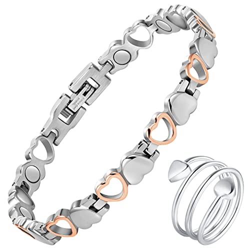 Magnet Bracelet & Ring for Women Titanium Steel Ultra Strength Magnetic Bracelets