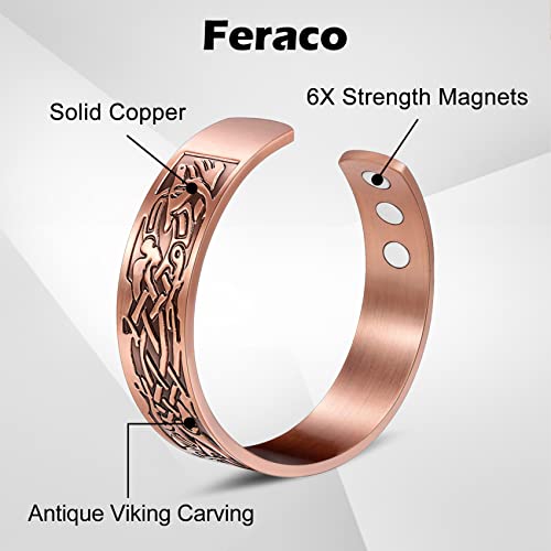VikingPattern Copper Bracelet,99.99% Pure Copper Magnetic Bangles.
