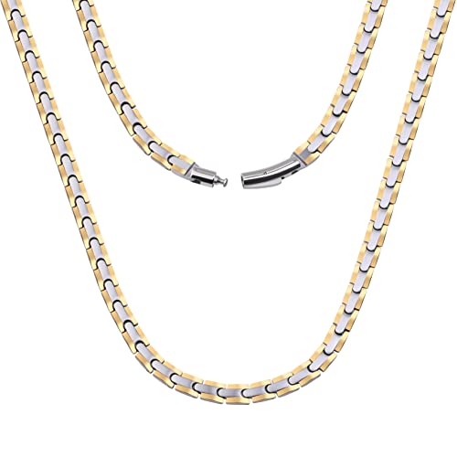Experience The benefits of Magnetic Therapy with Our Titanium Magnetic Necklace Silver & Gold