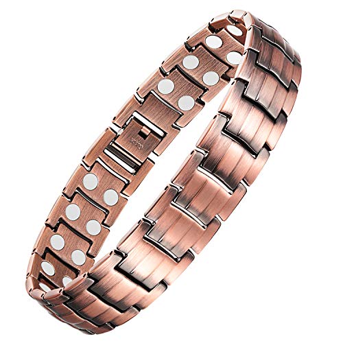 Feraco Men's Copper Magnetic Bracelet Elegant 99.99% Solid Copper Bracelets with Double-Row Strong Magnets.