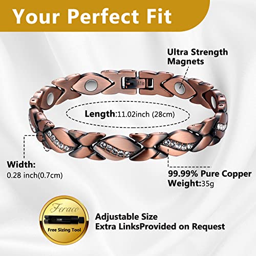 Copper Ankle Bracelet for Women 99.99% Pure Copper with Magnets.