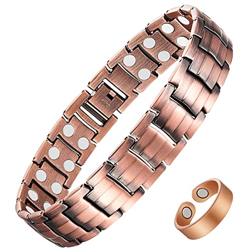 Ultra Strength Pure Copper Men's Magnetic Bracelet+Ring.