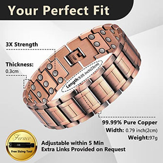 3X Strength Copper Magnetic Bracelet for men.