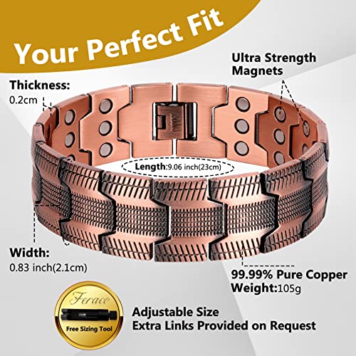 3X Copper Bracelets for Men Magnetic Bracelet with 3 Row Neodymium Magnets