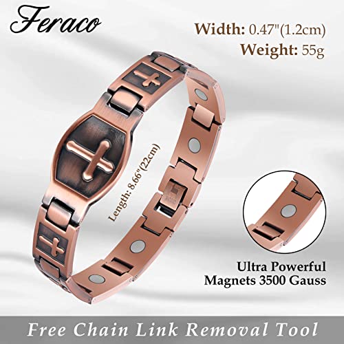 Cross Copper Bracelet for Men 99.99% Solid Copper Magnetic Bracelet.