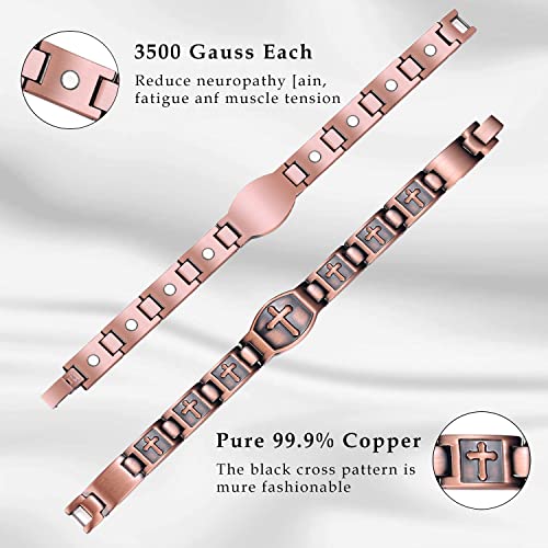 Cross Copper Bracelet for Men 99.99% Solid Copper Magnetic Bracelet.